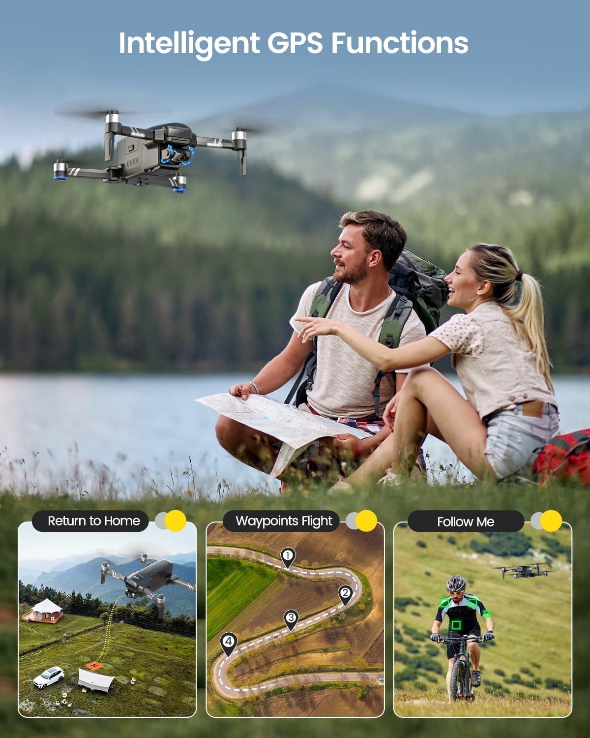 Holy Stone HS600 Drones with Camera for Adults 4K, FAA Remote ID Compliant, 2-Axis Gimbal & EIS Anti Shake, 3 Batteries 84-Min Flight Time, 10000 FT Range Transmission, 4K/30FPS, Drone Landing Pad-5