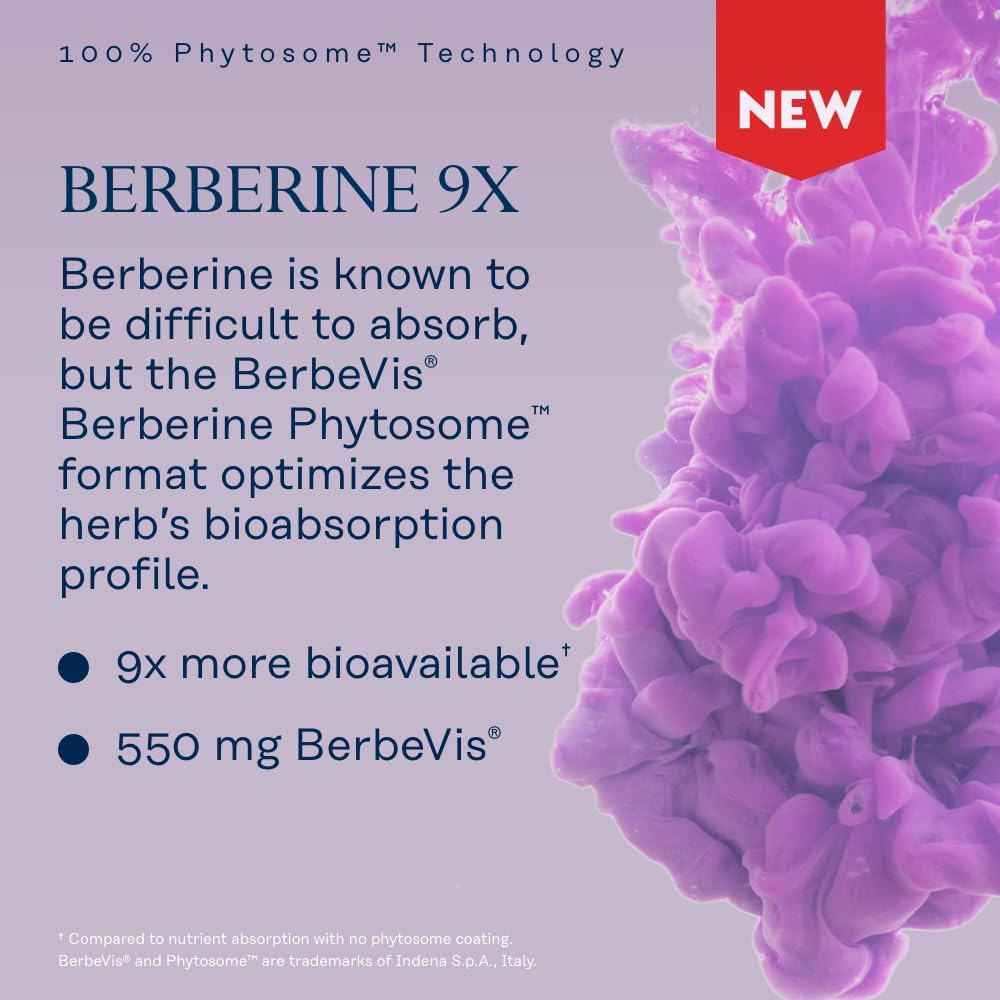 Solaray Berberine Phytosome - 9X Absorption and Easy-to-Digest - Standardized to 30% Berberine HCl - Vegan, Made Without Soy - 60-Day Guarantee - 30 Servings, 30 VegCaps-3