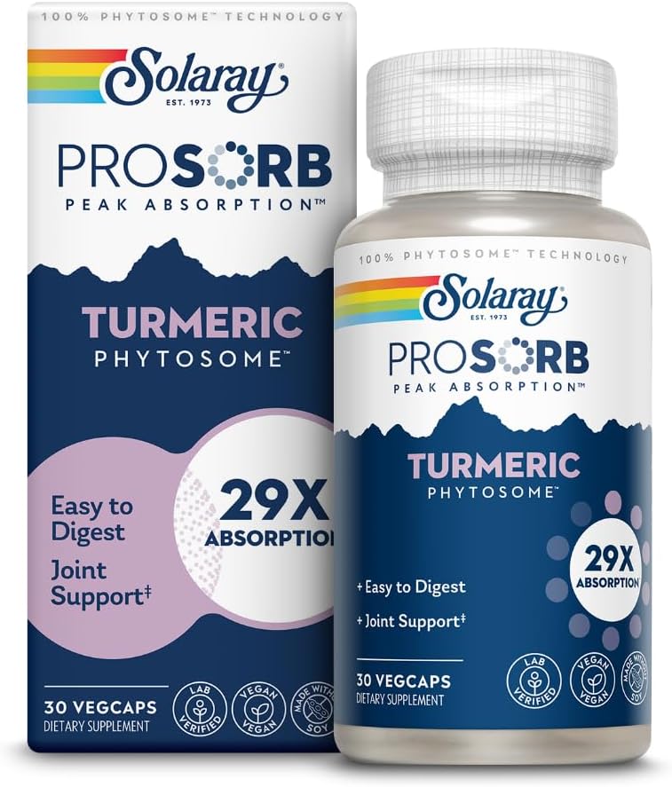 Solaray Turmeric Phytosome 500 mg - 29X Absorption Curcumin Supplements - Easy-to-Digest Turmeric Capsule for Joint Support - Vegan and Made Without Soy - 60-Day Guarantee - 30 Servings, 30 VegCaps-1