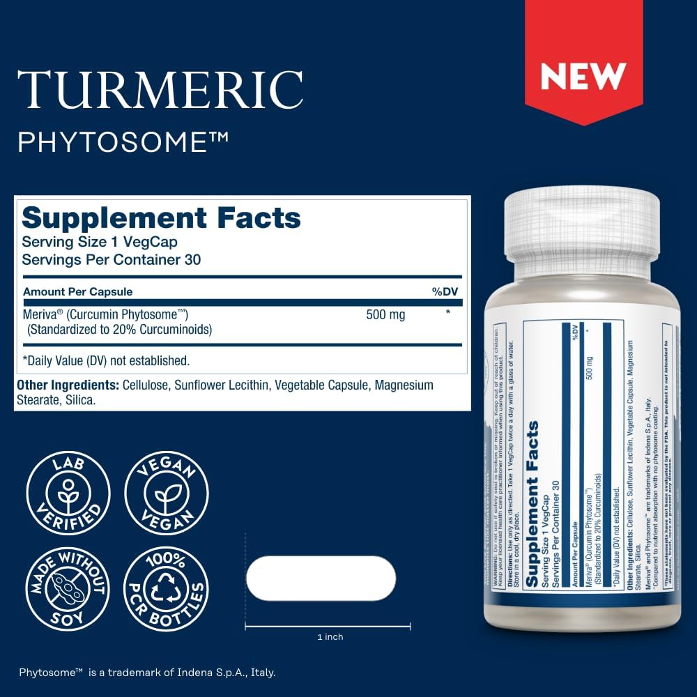 Solaray Turmeric Phytosome 500 mg - 29X Absorption Curcumin Supplements - Easy-to-Digest Turmeric Capsule for Joint Support - Vegan and Made Without Soy - 60-Day Guarantee - 30 Servings, 30 VegCaps-2