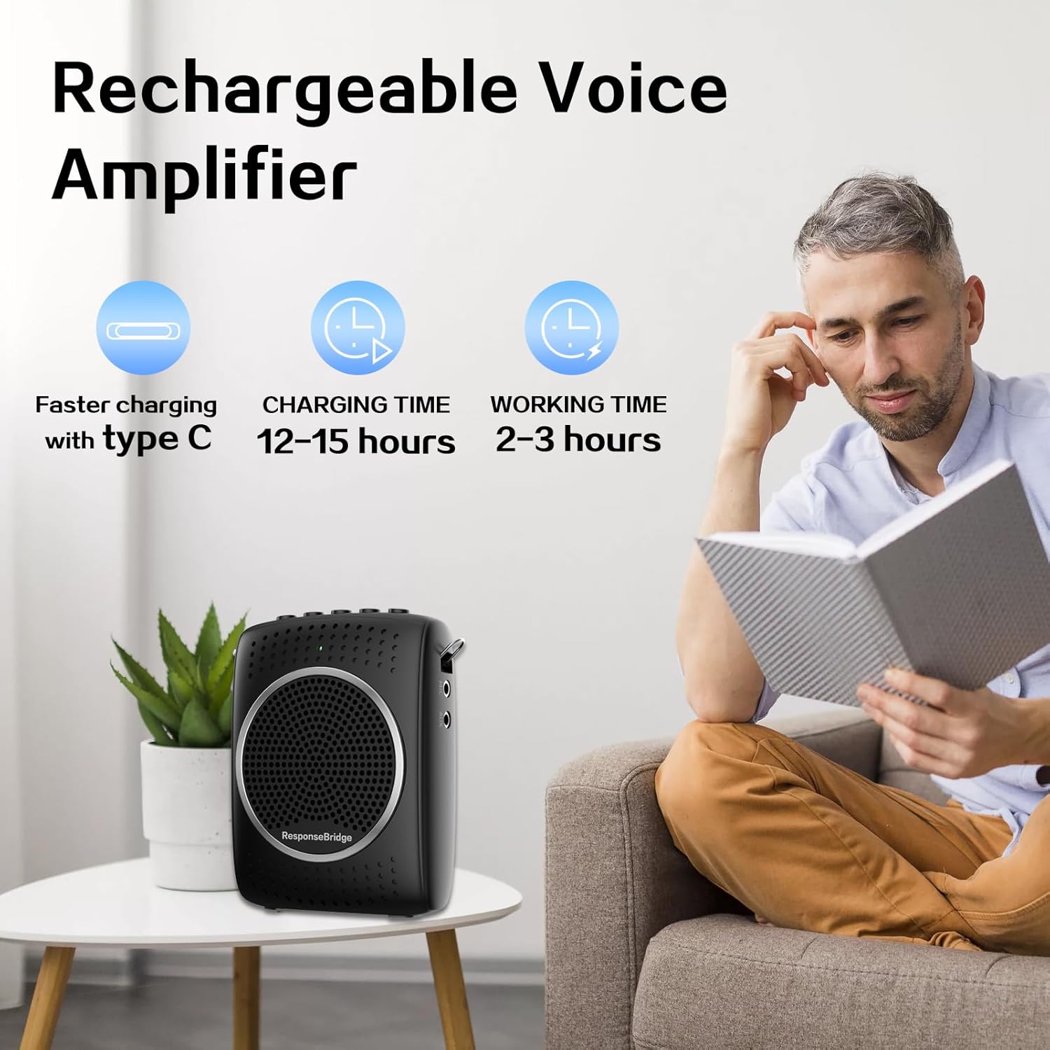 Voice Amplifier for Teachers Personal Lapel Microphone/Wired Microphone Headset - Loudly Rechargeable Portable Microphone with Speaker, 2000mAh Small Pa System with Headset Microphone Classroom ect-3