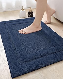 DEXI Bathroom Rugs Bath Mat, Absorbent Soft Bath Rug for Bathroom, Non Slip Washable Bathmat Shower Mats, Bathroom Mat Carpet for Tub, Bath Room Floor 16"x24" Navy