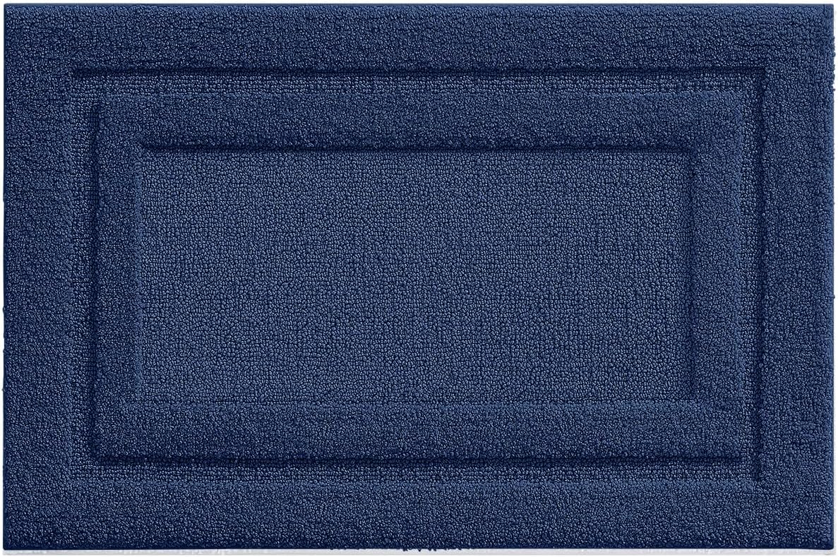 DEXI Bathroom Rugs Bath Mat, Absorbent Soft Bath Rug for Bathroom, Non Slip Washable Bathmat Shower Mats, Bathroom Mat Carpet for Tub, Bath Room Floor 16"x24" Navy-7