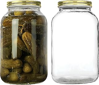 kitchentoolz 1 Gallon Glass Jar with Lid - Large Mason Jar Wide Mouth- Pickling, Storing, Brewing and Fermenting