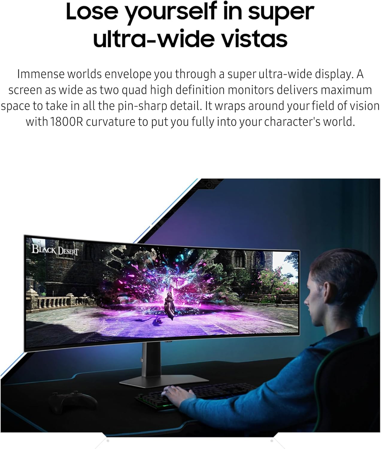 SAMSUNG 49" Odyssey G93SC Series OLED Curved Gaming Monitor, 240Hz, 0.03ms, Dual QHD, DisplayHDR True Black 400, FreeSync Premium Pro, Height Adjustable Stand, 3 Year Warranty, LS49CG932SNXZA, 2023-4