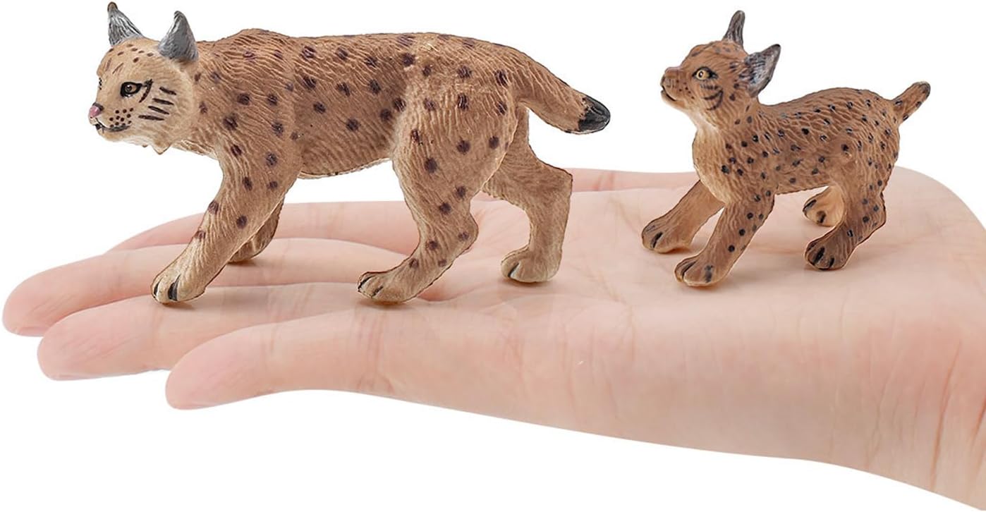 Bbiamsleep 2 Pcs Realistic Lynx Figure Plastic Lynx Figurine Lynx Action Figure Simulated Lynx Model for Halloween Christmas Birthday Party Favors Decoration-1