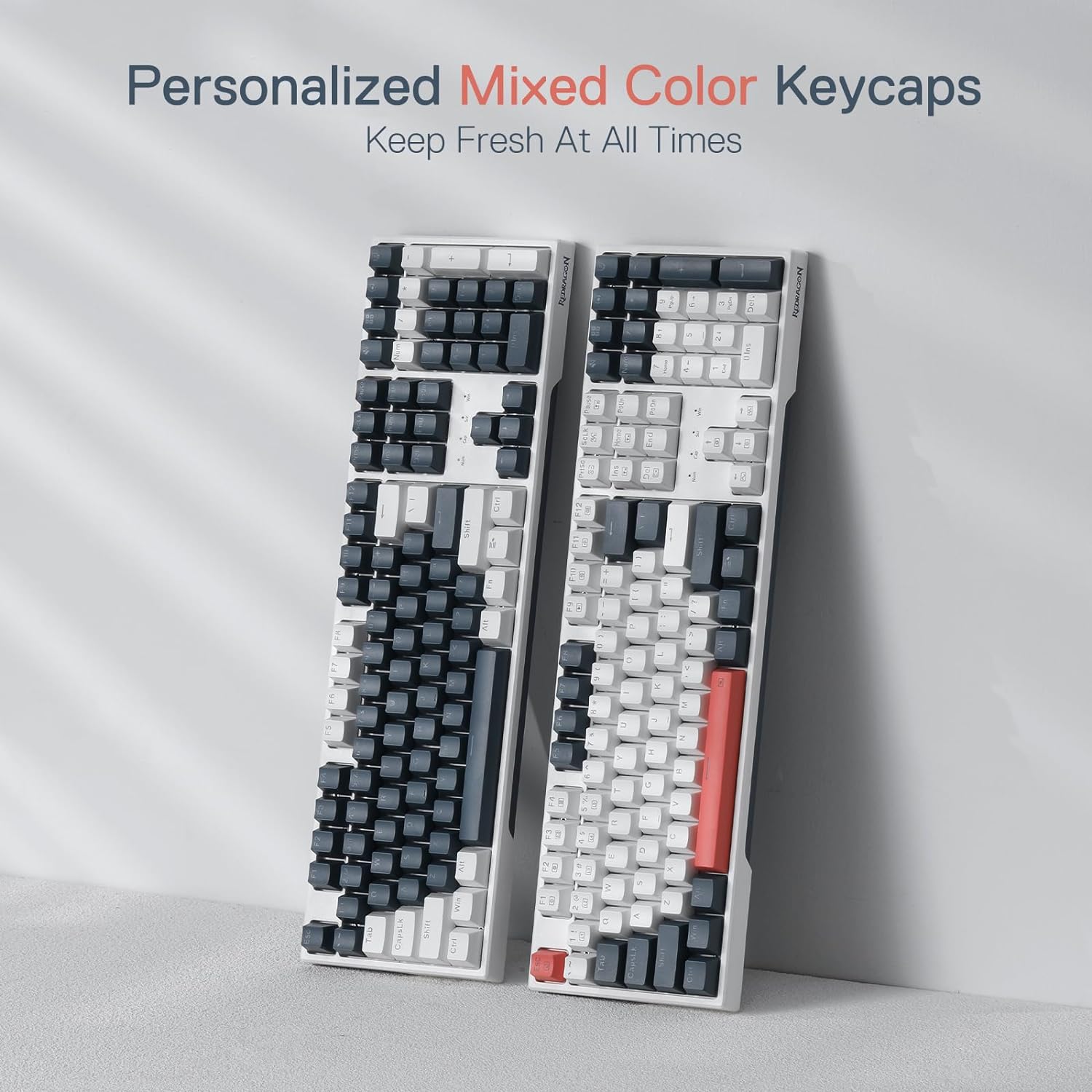 Redragon K668 RGB Gaming Keyboard, 104 Keys + Extra 4 Hotkeys Wired Mechanical Keyboard w/Sound Absorbing Foams, Upgraded Hot-swappable Socket, Mixed Color Keycaps, Red Switch-5