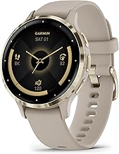 Garmin Venu 3S Soft Gold Stainless Steel Bezel 1.2-Inch AMOLED Touchscreen Display Smart Watch with 41mm French Gray Case and Silicone Band