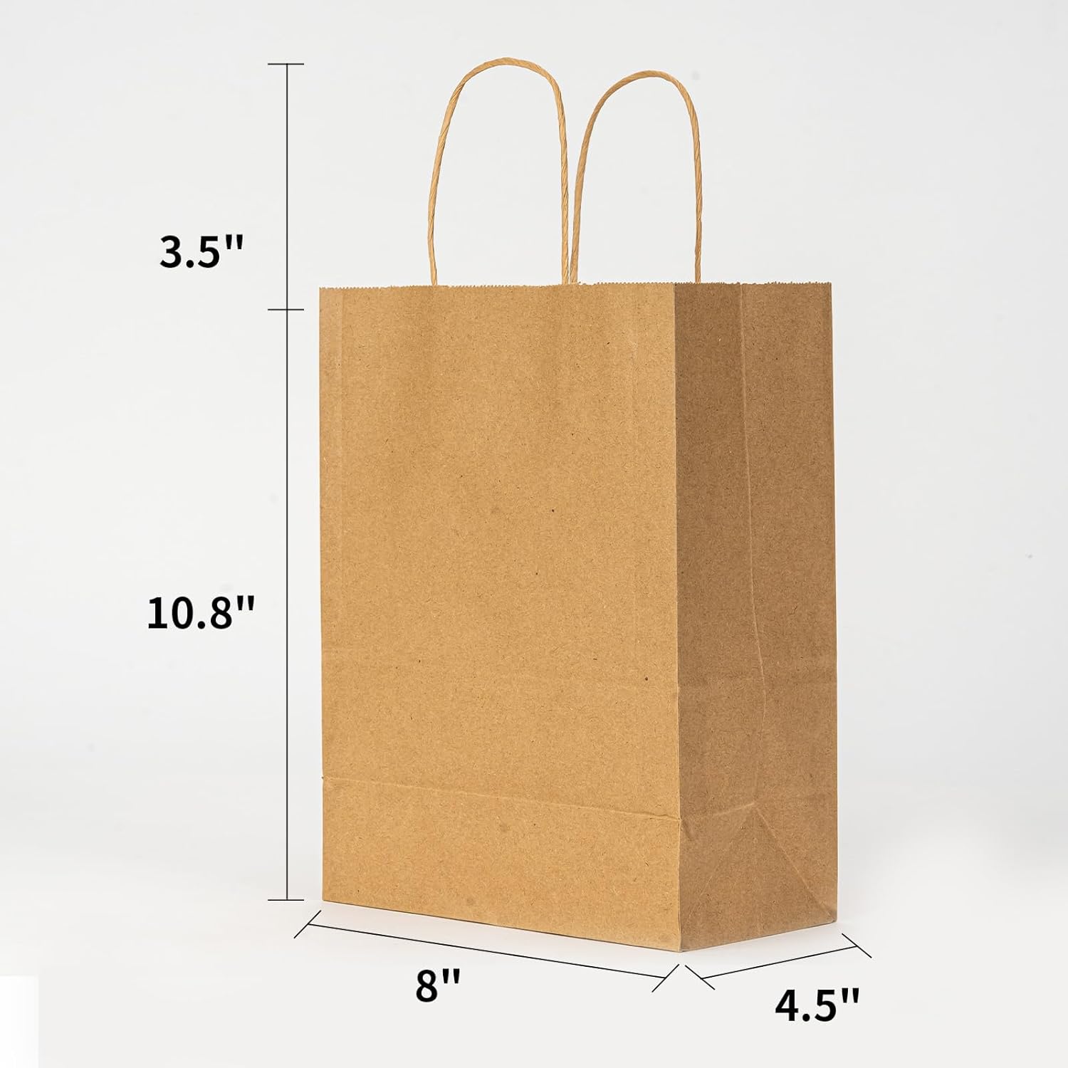 METAPRINT 100 Pack 8x4.5x10.8 Inch Medium Paper Gift Bags with Handles Bulk, Brown Kraft Paper Bags for Grocery Shopping Retail Bags, Birthday Party Favors Wedding Bags-1