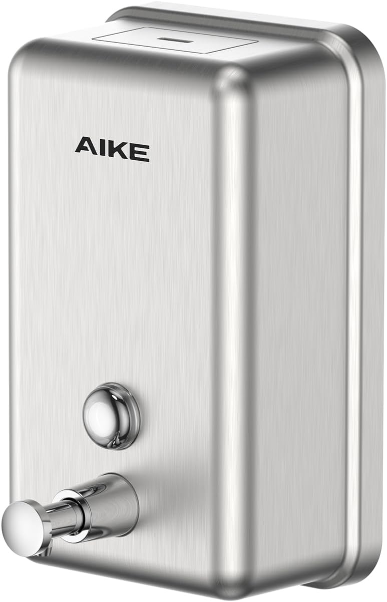 AIKE 37oz Surface Mount Stainless Steel Soap Dispenser for Commercial,Brushed Stianless Steel Finish Model AK1003-0