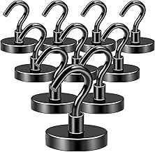 DIYMAG Black Magnetic Hooks, 150 LB Heavy Duty Strong Magnet with Hooks, Strong Rare Earth Neodymium Magnet Hooks for Hanging, Magnetic Hanger for Curtain, Home, Kitchen, Workplace, 10 Packs