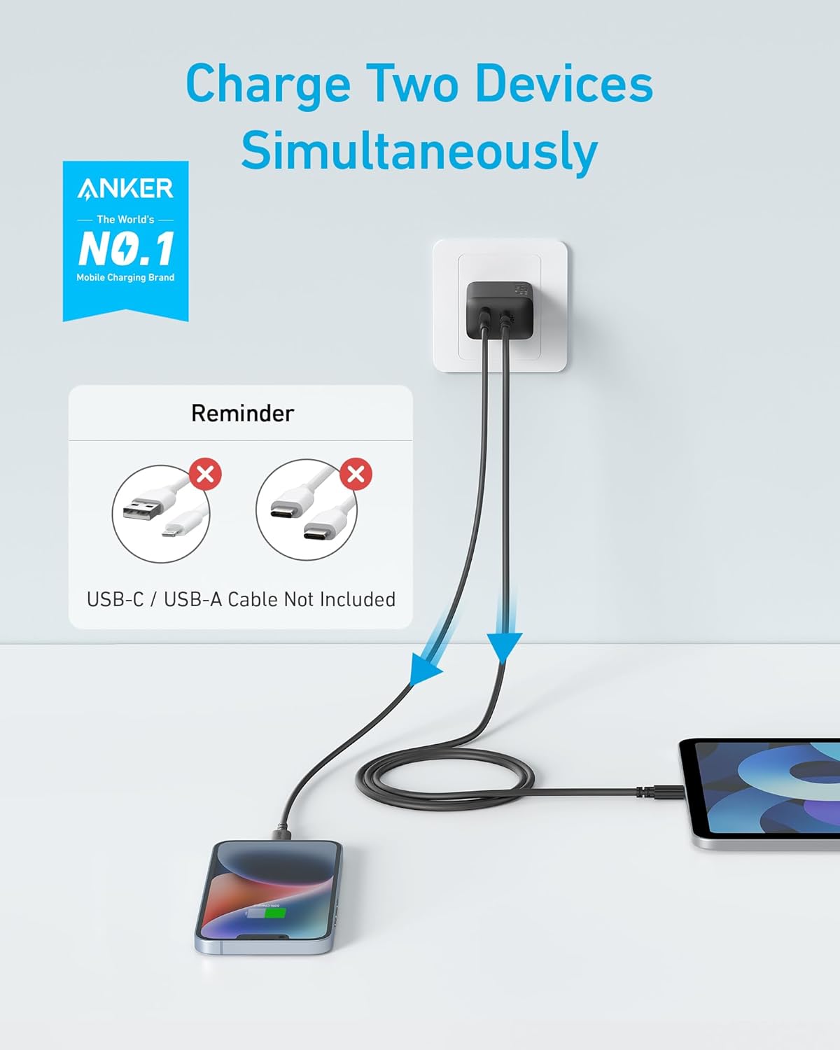 Anker iPhone 16 Charger, USB C Charger, 2-Pack 20W Dual Port USB Fast Wall Charger, USB C Charger Block for iPhone 16/16 Pro/16 Pro Max/15/14/13, Pad Pro/AirPods and More(Cable Not Included)-1