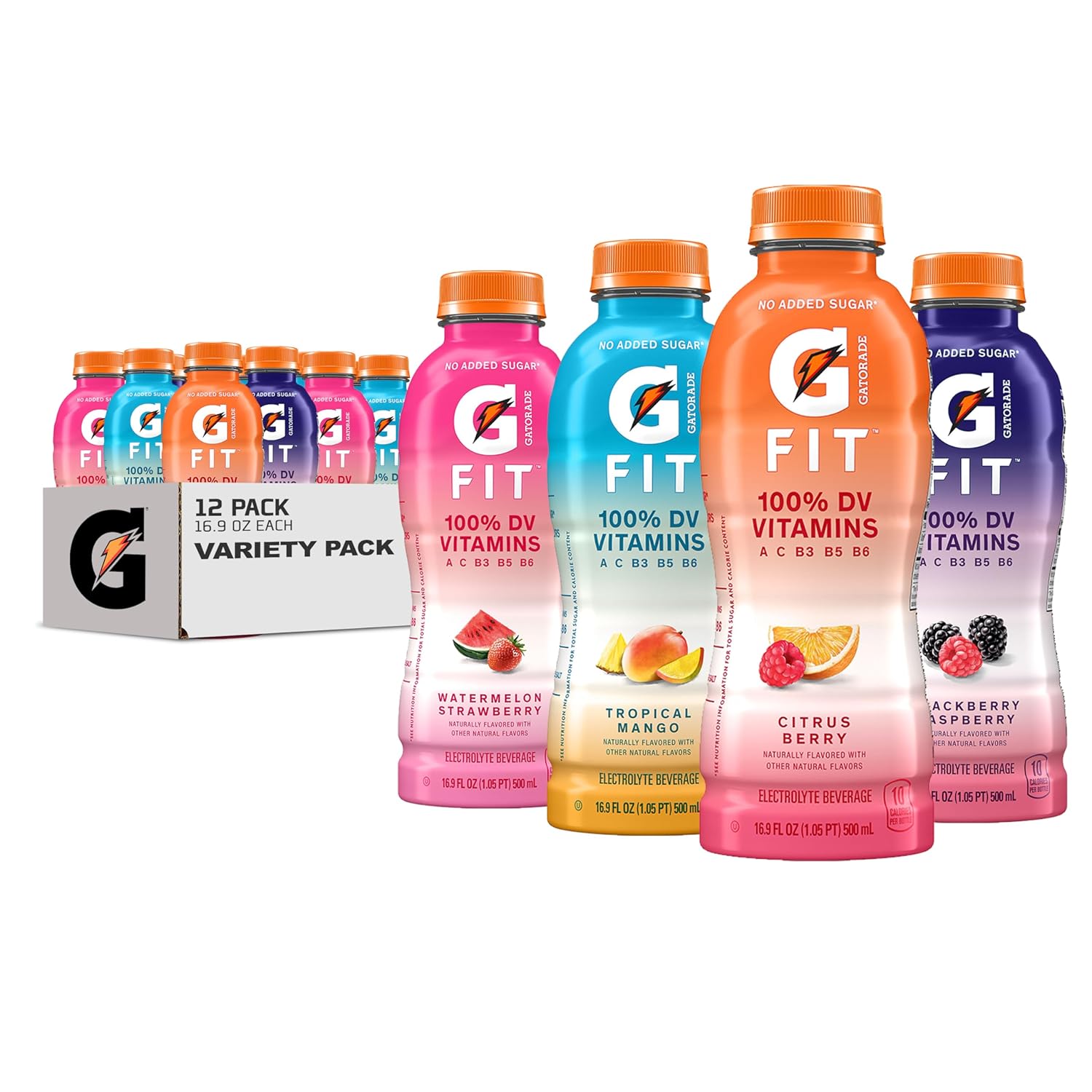 Gatorade Fit Electrolyte Beverage, Healthy Real Hydration, New 2.0 4 Flavor Variety Pack, 16.9.oz Bottles (12 Pack)-0