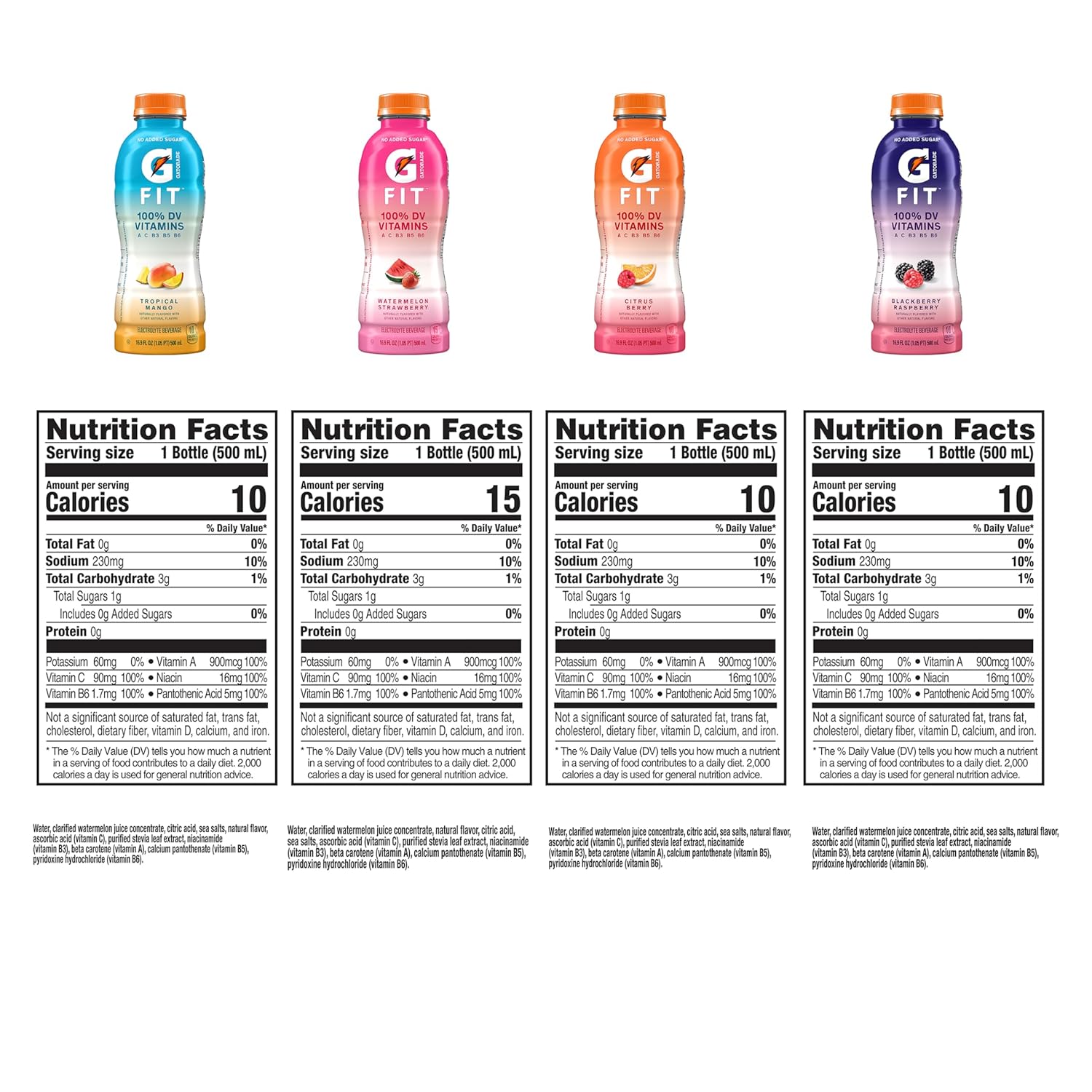 Gatorade Fit Electrolyte Beverage, Healthy Real Hydration, New 2.0 4 Flavor Variety Pack, 16.9.oz Bottles (12 Pack)-2