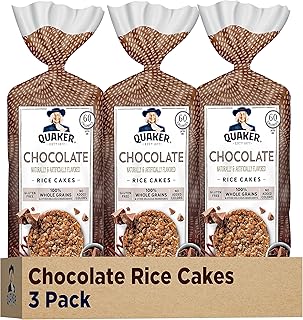 Quaker Large Rice Cakes, Chocolate, 7.23 oz Bags, (3 Pack), Gluten Free, Whole Grain, No Added Colors