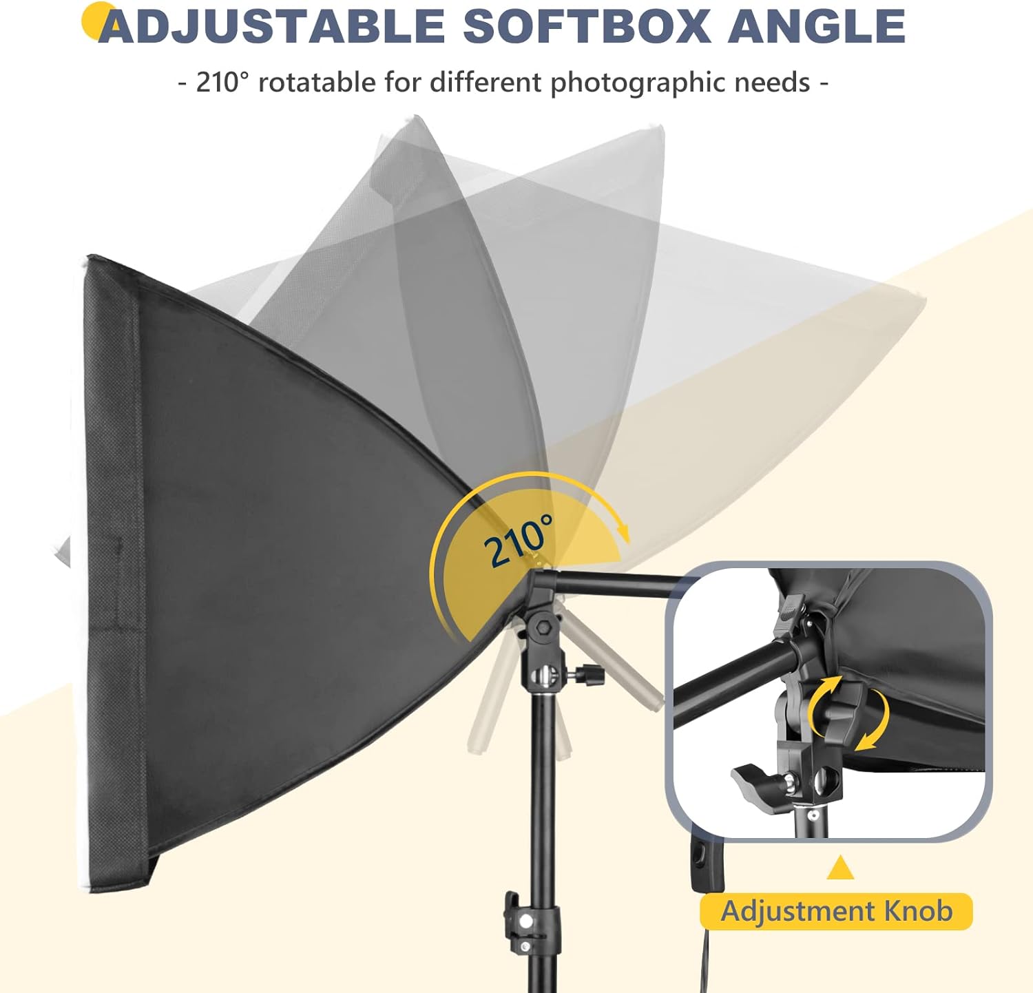 Torjim Softbox Photography Lighting Kit, 16'' x 16'' Professional Softbox Lighting Kit with 85W 3000-7500K LED Bulbs, Studio Lights for Photography/Video Recording/Live Streaming/Portraits Shooting-5