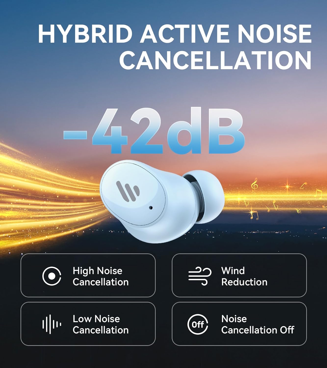 Edifier TWS1 Pro 2 Active Noise Cancellation Earbuds, 42dB Depth ANC, AI-Enhanced Calls with 4 Mics, in-Ear Detection, Fast Charging, Game Mode, Custom EQ, True Wireless Bluetooth 5.3 Earbuds - Blue-1