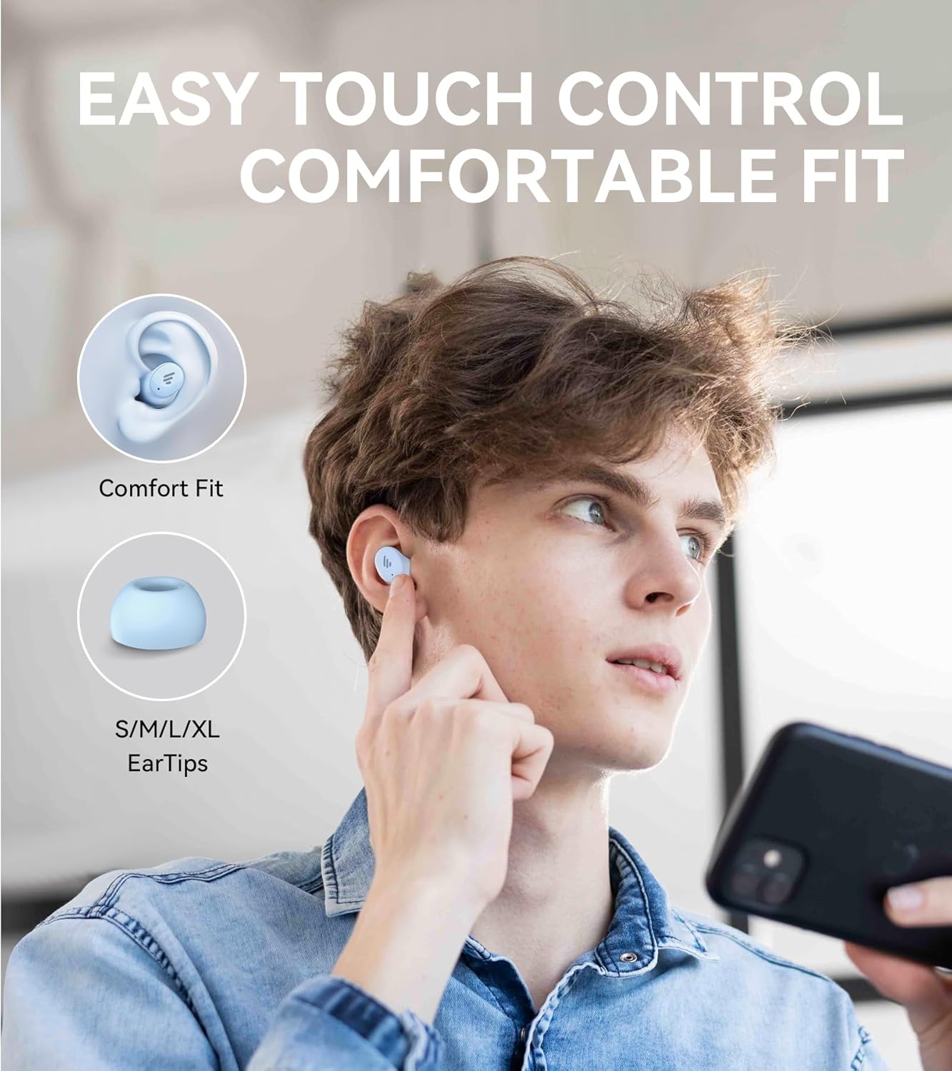 Edifier TWS1 Pro 2 Active Noise Cancellation Earbuds, 42dB Depth ANC, AI-Enhanced Calls with 4 Mics, in-Ear Detection, Fast Charging, Game Mode, Custom EQ, True Wireless Bluetooth 5.3 Earbuds - Blue-5