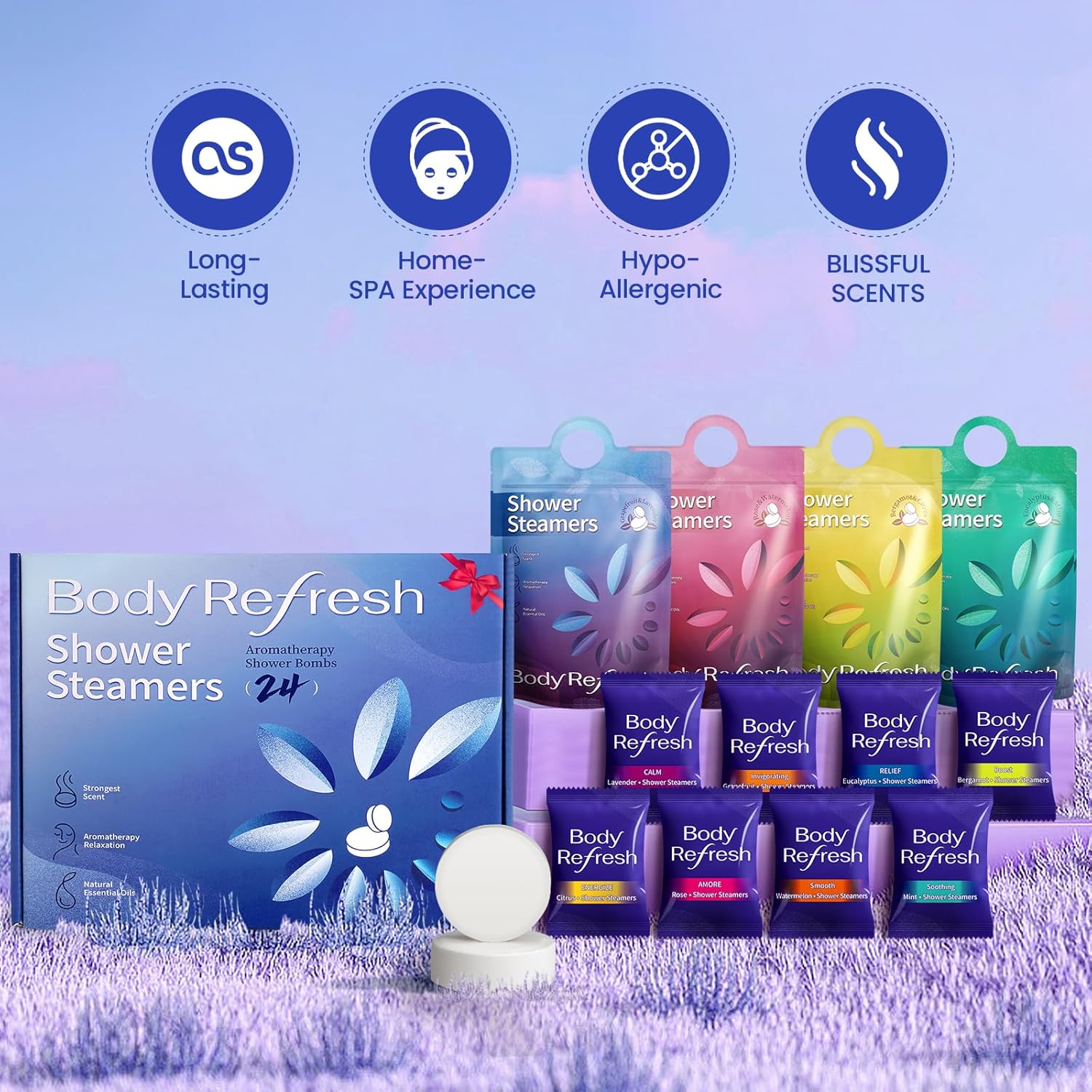 Shower Steamers Aromatherapy - 24 Pack Shower Bombs with Essential Oils, Personal Self Care Birthday Gifts for Women, Valentines Day Gifts for Her Him, Gifts for Women Men Mom-1