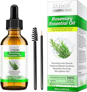 100% Pure Rosemary Essential Oil for Skin Care & Stimulates Hair Growth for Men Women -60ml, Nourishes The Scalp, , Versatile Usage for Eyebrow and Eyelash