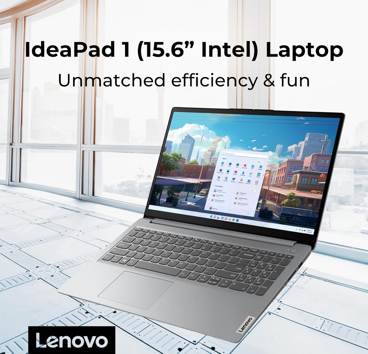 Lenovo IdeaPad 1 Student Laptop, 15.6" FHD Display, Intel Dual Core Processor, 12GB RAM, 512GB SSD + 128GB eMMC, 1 Year Office 365, Wi-Fi 6, Webcam, Bluetooth, SD Card Reader, Windows 11 Home, Grey-1