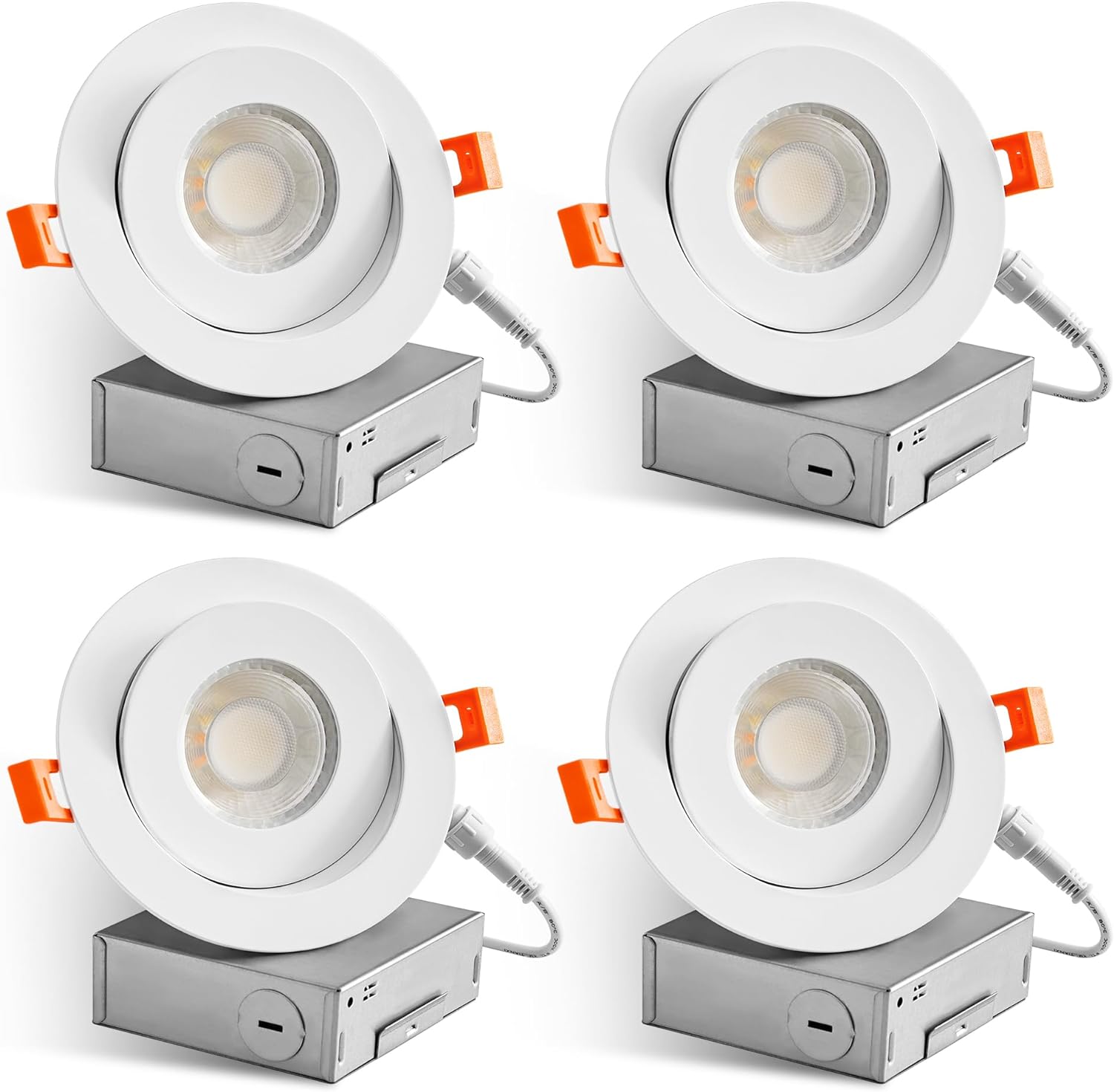 LMP 4 Pack LED Recessed Lighting 4 Inch, Selectable 2700K/3000K/3500K/4000K/5000K, Dimmable Canless Lights with Junction Box, 10W, 900 LM Brightness, CRI90+, Dimmable Can Lights Downlight-0