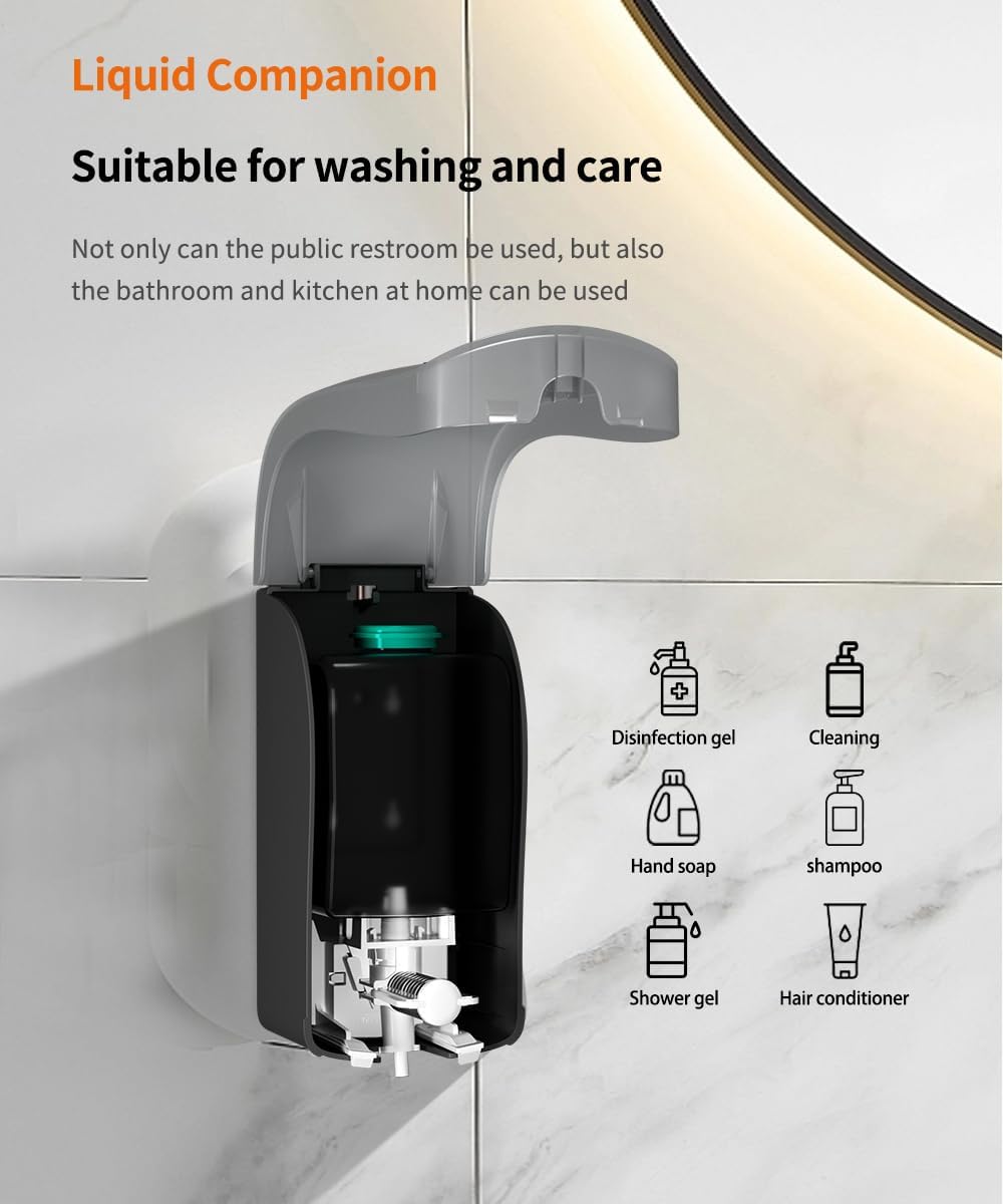 Manual Foam Soap Dispenser, 35oz (1000mL) Commercial Refillable Foaming Soap Dispenser-Transparent Black, CHUANGDIAN-3