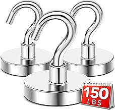 DIYMAG Strong Neodymium Magnetic Hooks, 150 Lbs Heavy Duty Rare Earth Magnets with Hook, Strong Corrosion Protection Facilitate Hook 3 Packs