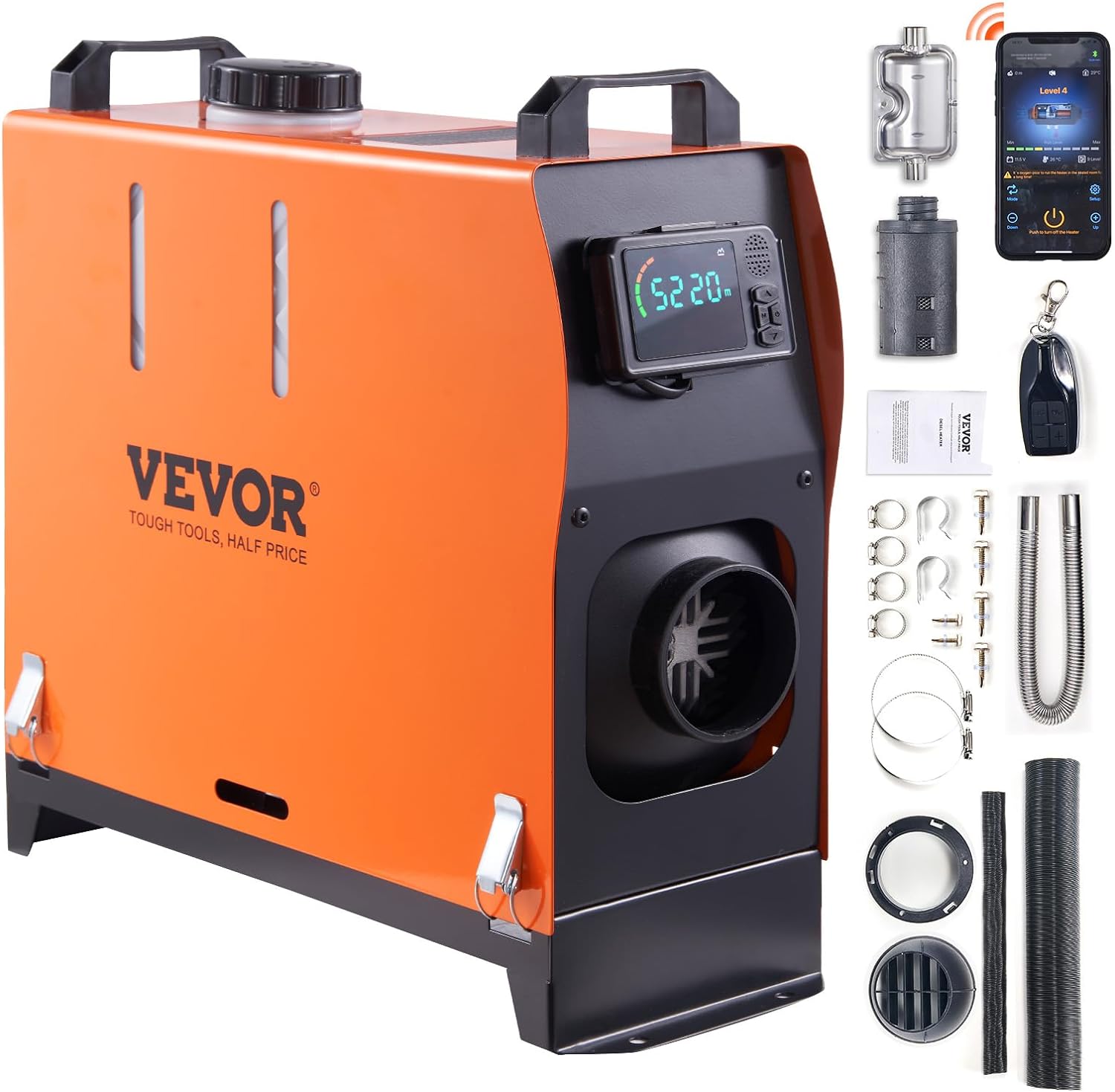 VEVOR 8KW Diesel Heater All in One, Diesel Air Heater with Bluetooth App Control, Portable Parking Heater Automatic Altitude Adjustment Max 18045 ft, Remote Control and LCD, for Vehicles and Indoors-0