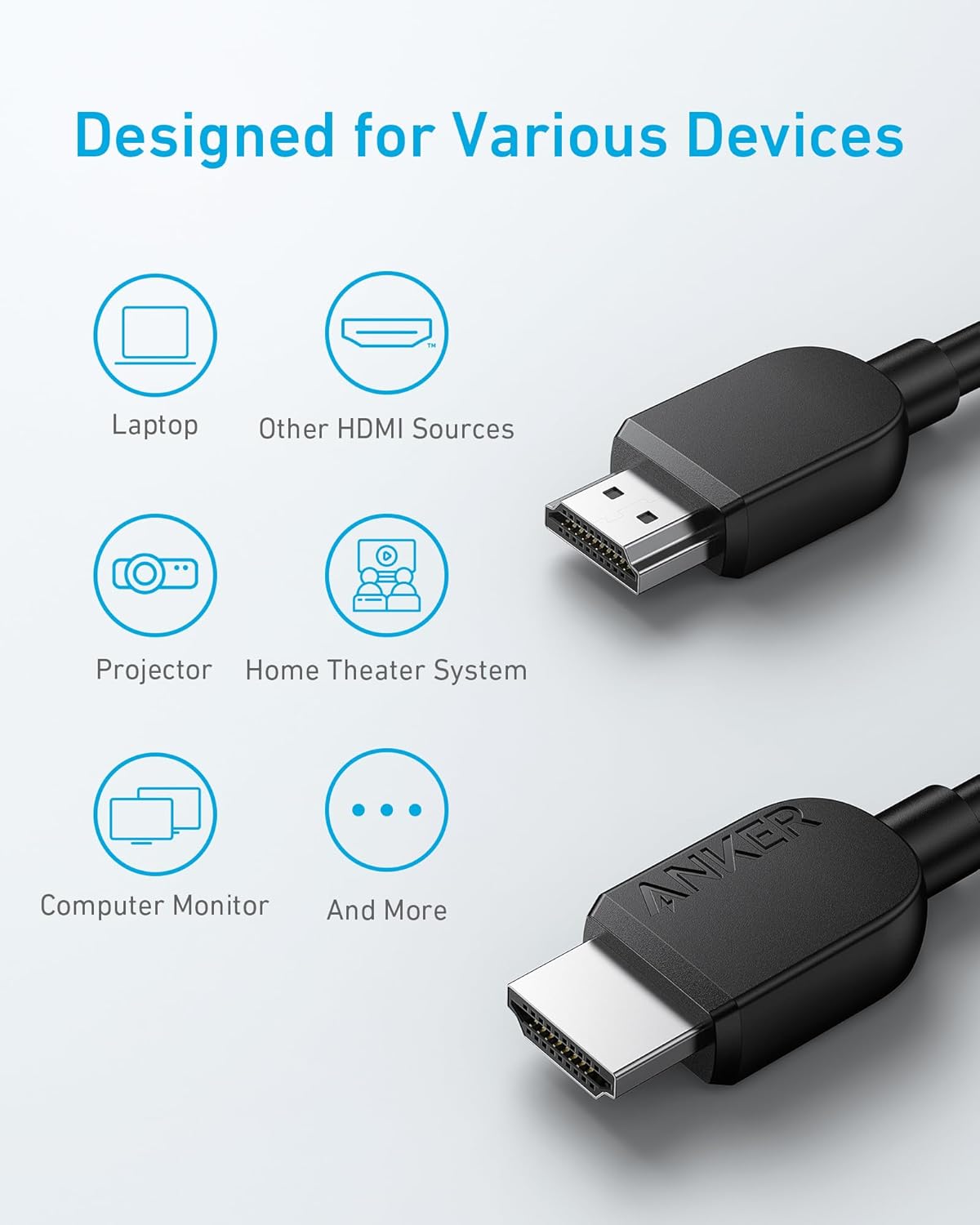 Anker HDMI Cable 8K@60Hz, 6ft Ultra HD 4K@120Hz HDMI to HDMI Cord, 48 Gbps Certified Ultra High-Speed HDMI Cable, Compatible with PlayStation 5, Xbox, Samsung TVs, and More-5