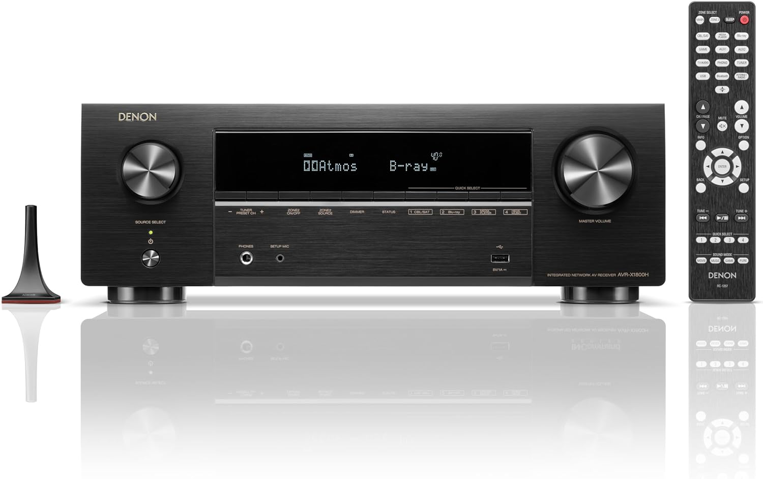 Denon AVR-X1800H 7.2 Channel AV Receiver - 80W/Channel, Wireless Streaming via Built-in HEOS, WiFi, & Bluetooth, Supports Dolby Vision, HDR10+, Dynamic HDR, and Home Automation Systems-0