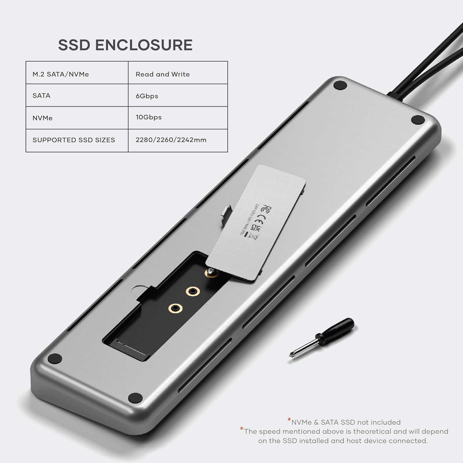 Satechi Dual USB C Docking Station and Stand with Dual 4K HDMI, Display Port, 75W USB C PD Charging, 2 USB C Data, 2 USB-A, Ethernet, SATA and NVMe SSD Enclosure, for MacBook and Windows-3