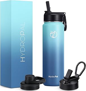 25oz Insulated Water Bottles with 2 Leak Proof Lids(Spout Lid and Straw Lid), Wide Mouth Sport Water Bottle with Straw, Stainless Steel Powder-Coated Water Flask, Double Walled Vacuum Thermos