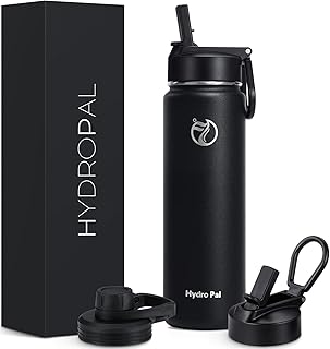 25oz Insulated Water Bottles with 2 Leak Proof Lids(Spout Lid and Straw Lid), Wide Mouth Sport Water Bottle with Straw, Stainless Steel Powder-Coated Water Flask, Double Walled Vacuum Thermos