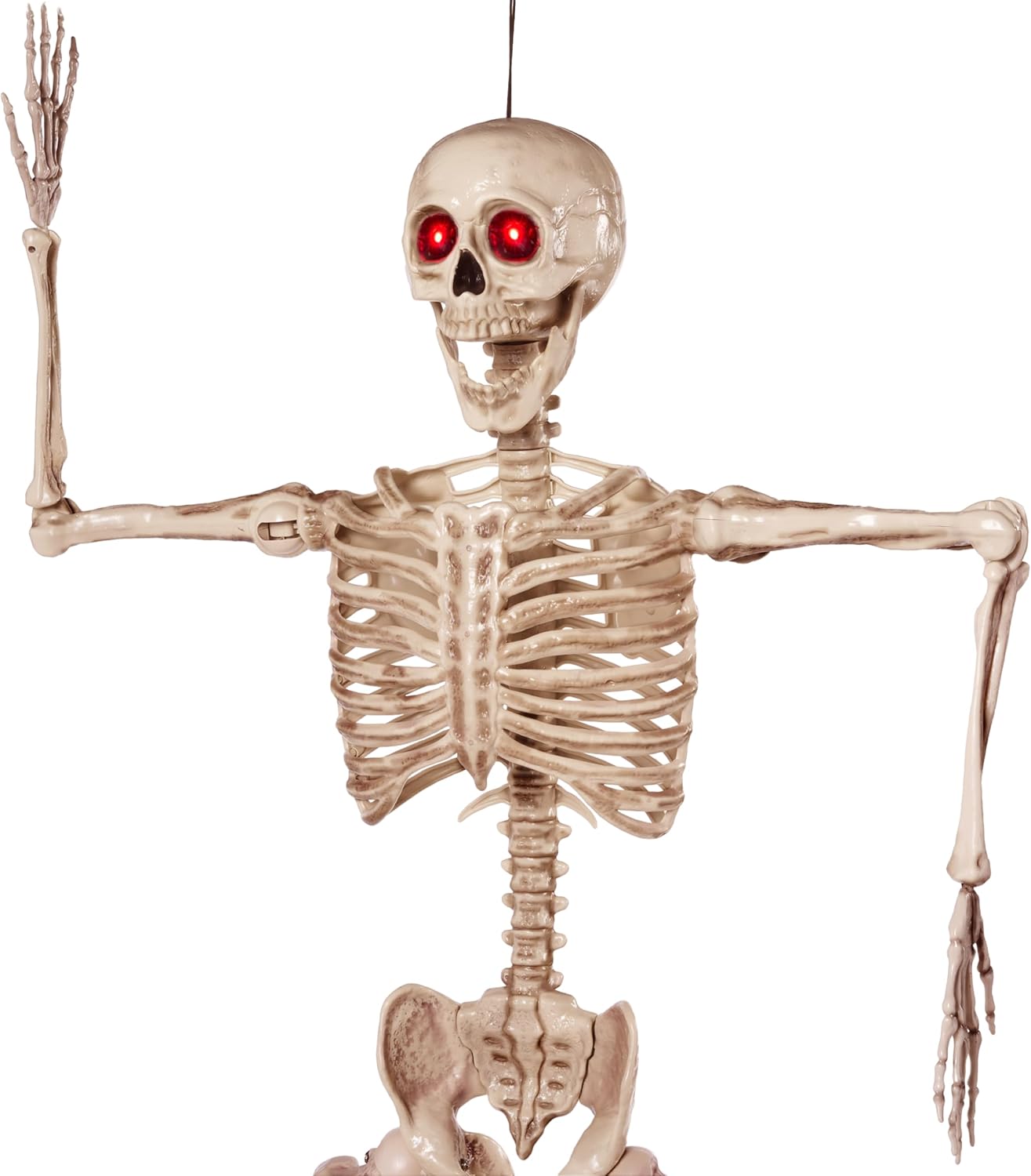 JOYIN 5.6 FT Halloween LED PosableSkeleton Full Body Realistic Bones with Red Light Eyes and Movable Joints for Halloween Indoor and Outdoor Decoration-5