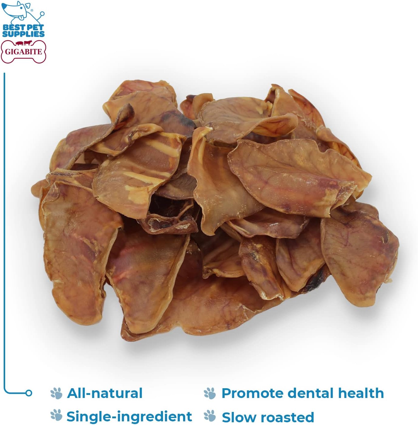 Best Pet Supplies GigaBite Roasted Pig Ears for Dogs, Natural and Healthy Chews, Treats in Whole, Slices, or Sticks, Safe for Puppies and Aggressive Chewers, Clean Teeth and Gums - Pack of 25-1