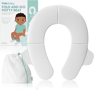 Frida Baby Fold-and-Go Potty Seat for Toilet | Foldable Travel Potty Seat for Toddler, Fits Round & Oval Toilets, Non-Slip Base, Handles, Includes Free Travel Bag