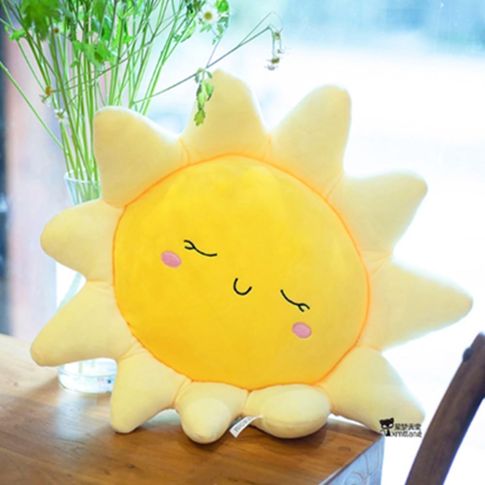 Soft Plush Pillow, Yellow, Polypropylene Fill Material, 17.7in/cm, Throw Pillow for Home Deco Gift, Kids, Sofa Cushion, Sun Shape, Indoor, Plush, Modern Style, Christmas Occasion-5