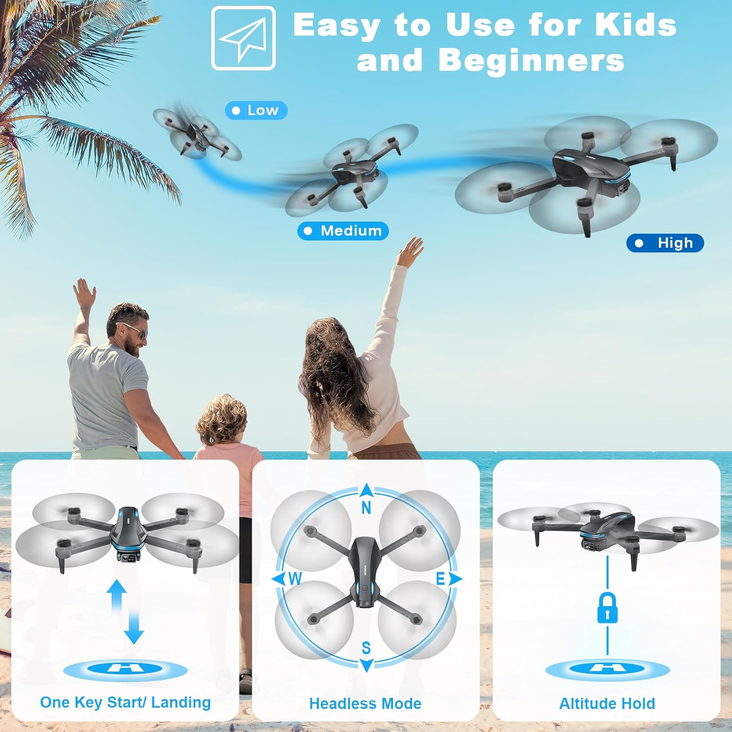 Drone with Camera for Adults, 1080P FPV Drones for kids Beginners with Upgrade Altitude Hold, Voice Control, Gestures Selfie, 90° Adjustable Lens, 3D Flips, 2 Batteries-2