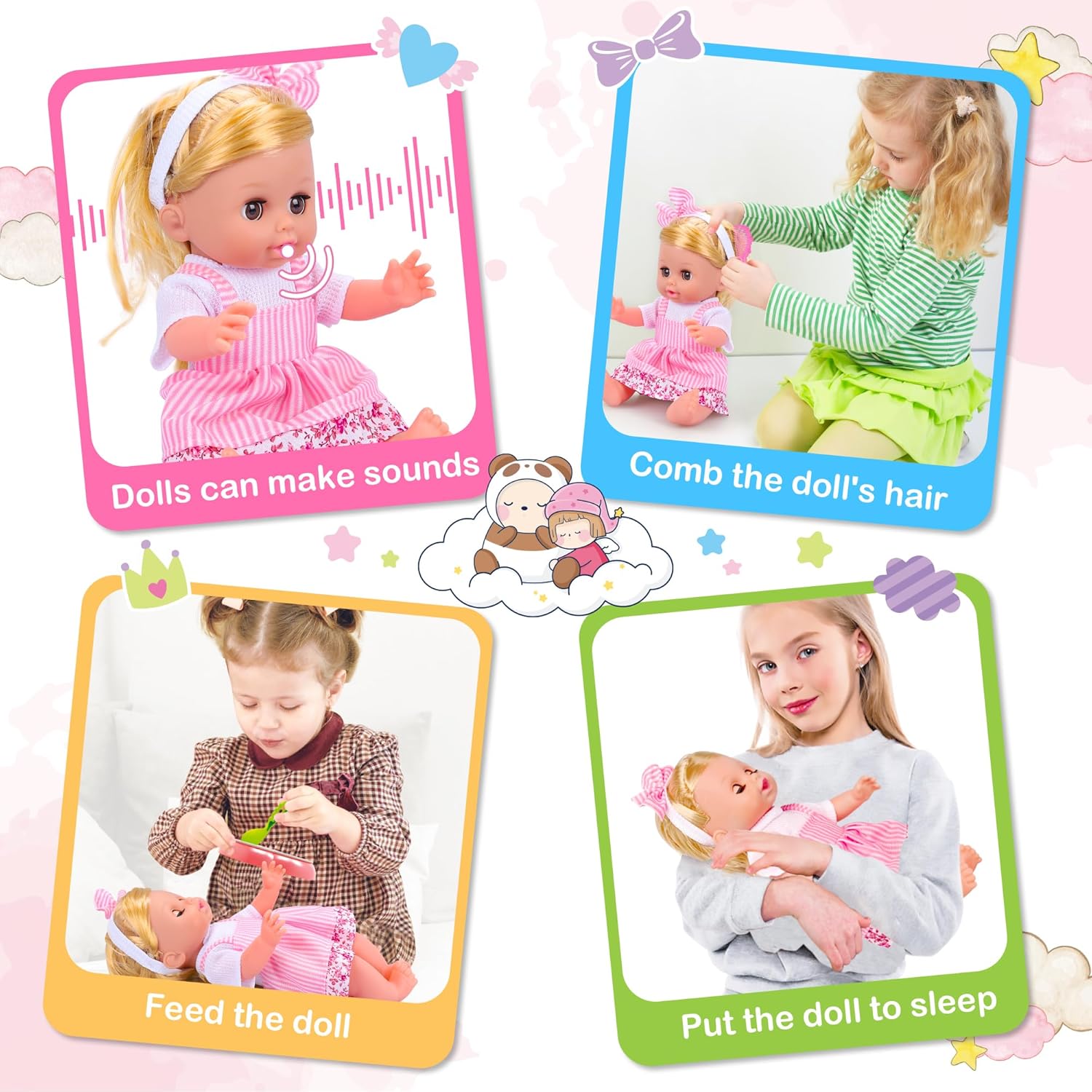 Baby Care & Hair Salon Doll Toy Set, 35PCS Doll Playset, Pretend Play Toddler Doll Toys Incl 14'' Baby Doll Toy, Backpack, Hair Dryer, Hair curler, Xmas Gifts for Age 3 4 5 6+ Years Old Girls Kids-2