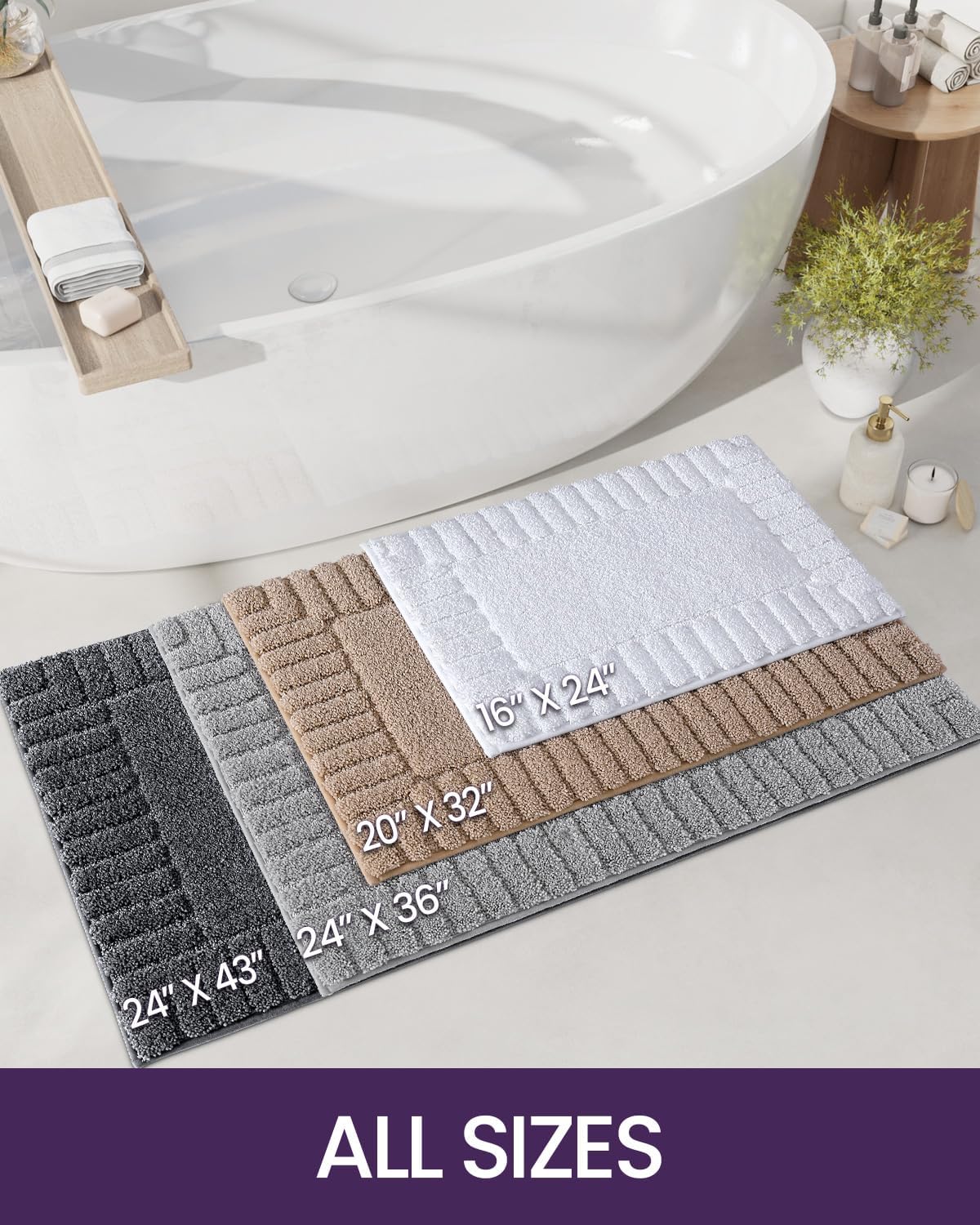 DEXI Bathroom Rugs 16"x24", Non Slip Bath Mats for Bathroom Floor, Ultra Soft and Absorbent Bath Rug Shower Carpet, Machine Washable, Dark Grey-1