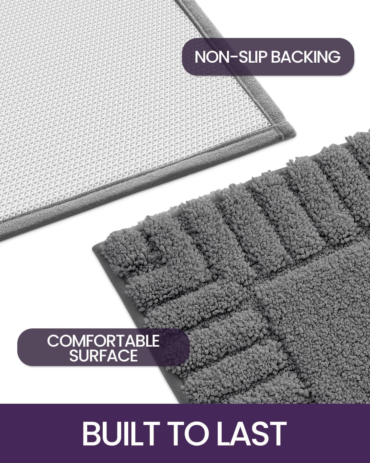 DEXI Bathroom Rugs 16"x24", Non Slip Bath Mats for Bathroom Floor, Ultra Soft and Absorbent Bath Rug Shower Carpet, Machine Washable, Dark Grey-4