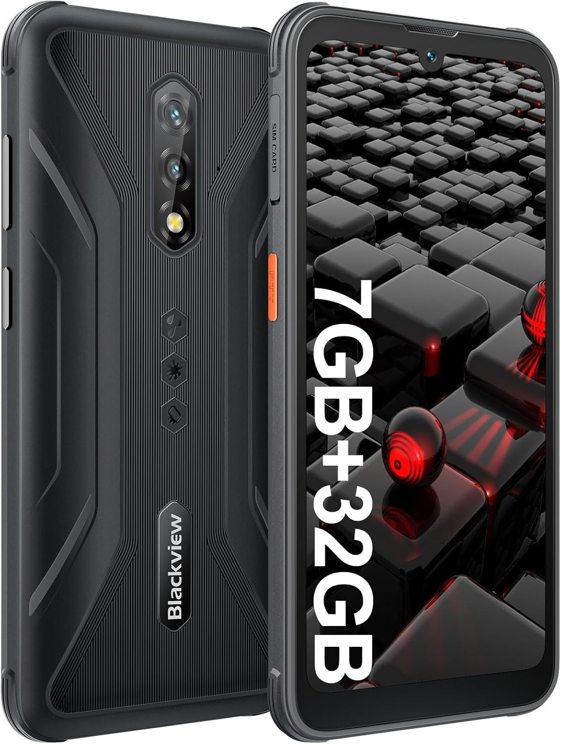 Blackview Phone BV5200, Rugged Phone 7(4+3) GB+32GB 1TB Expand, 6.1'' Incell 13MP Camera Smartphones, 5180mAh Rugged smartphone, 3 Card Slots, IP69K, Face ID, Glove Mode, NFC/OTG/4G LTE+5G WiFi-Black-0