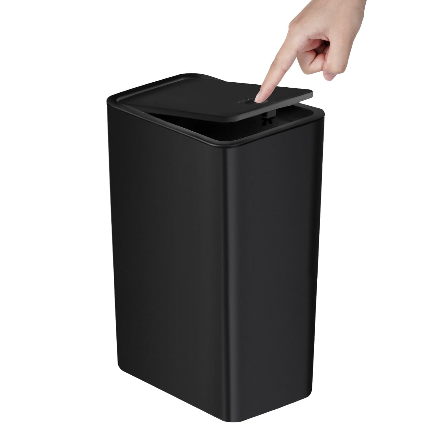 Bathroom Trash Can with Lid, 10 Liter/ 2.6 Gallon Slim Garbage Can, Small Trash Bin Waste Basket with Pop-Up Lid for Kitchen, Bedroom, Living Room, Office (Black)-0