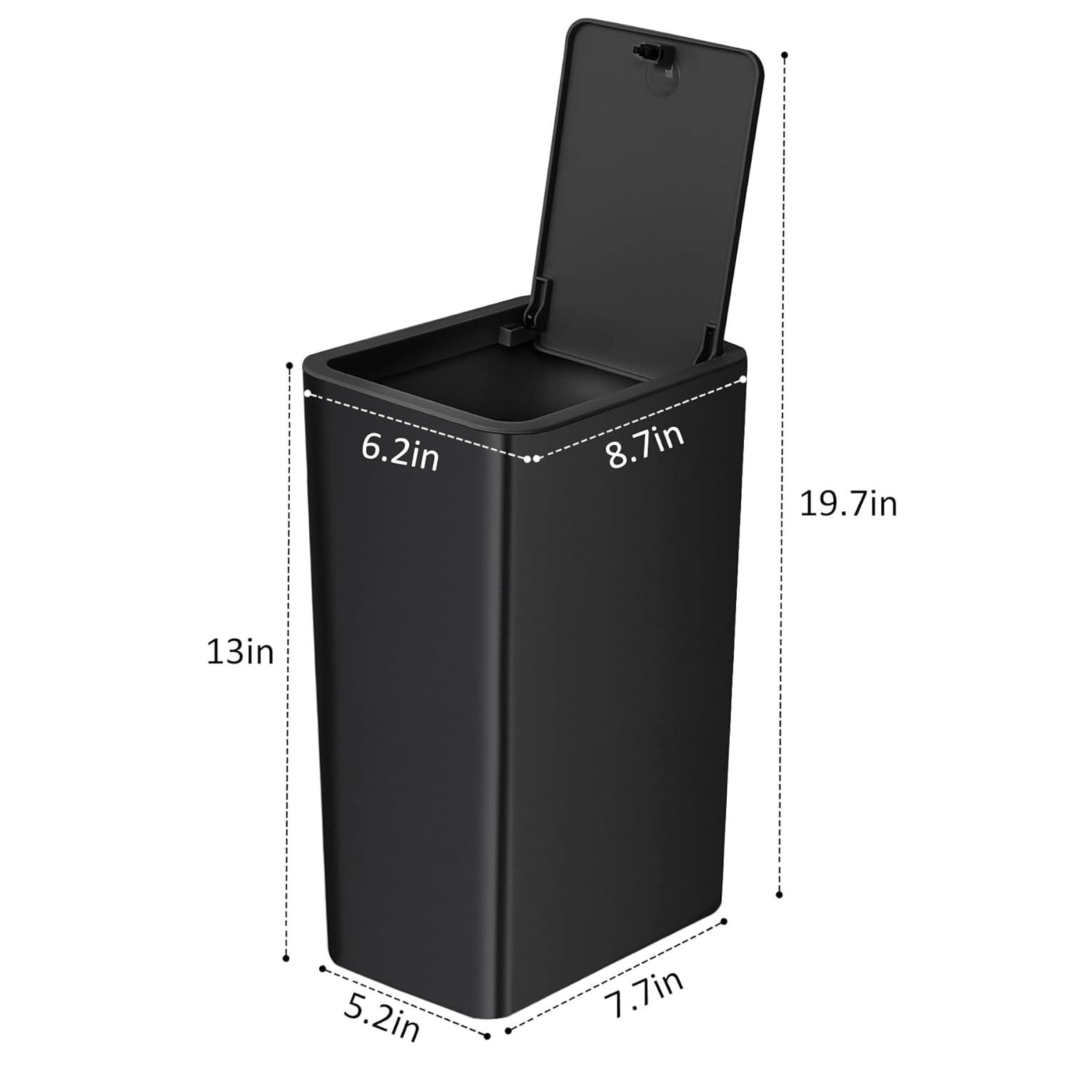 Bathroom Trash Can with Lid, 10 Liter/ 2.6 Gallon Slim Garbage Can, Small Trash Bin Waste Basket with Pop-Up Lid for Kitchen, Bedroom, Living Room, Office (Black)-5