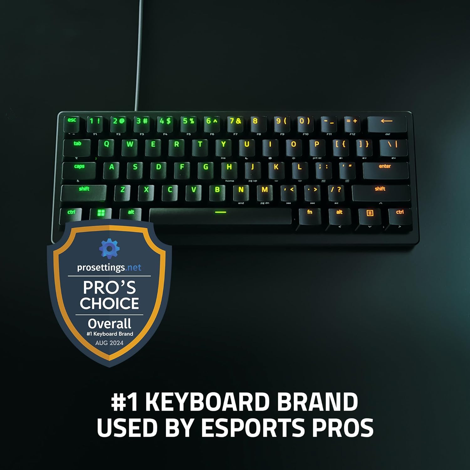 Razer Huntsman V3 Pro Mini 60% Esports Gaming Keyboard: Analog Optical Switches - Razer Snap Tap - Rapid Trigger - Adjustable Actuation - Dual-Purpose Mod Keys - Doubleshot PBT Keycaps - Black-1