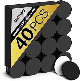 DIYMAG 40Pcs Magnetic Dot with Self Adhesive, Round Magnets Magnetic Tape Flexible Magnet Sheets with Adhesive for Crafts Photos and Die Storage Easy Peel and Stick, 0.8 x 0.08inch