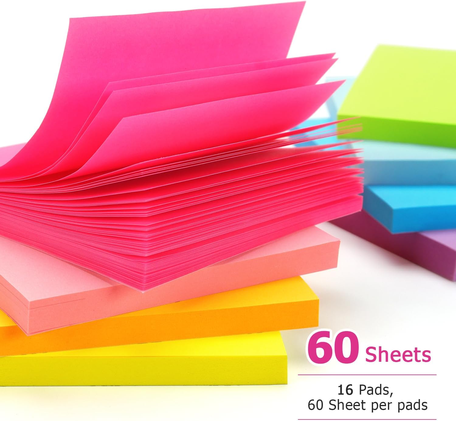 Early Buy 16 Pads Sticky Notes 8 Bright Color Self-Stick Notes 3 in x 3 in, 60 Sheets/Pad-3