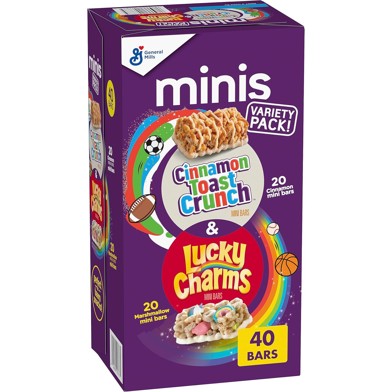 General Mills Lucky Charms and Cinnamon Toast Crunch Minis Treat Bars Variety Pack 40 Ct-0