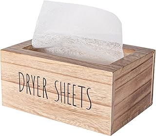 zoocatia Laundry Room Decor Dryer Sheet Container Wood Detergent Dispenser Organization and Storage Box Holder for Laundry Pods, Dryer Balls, Brown